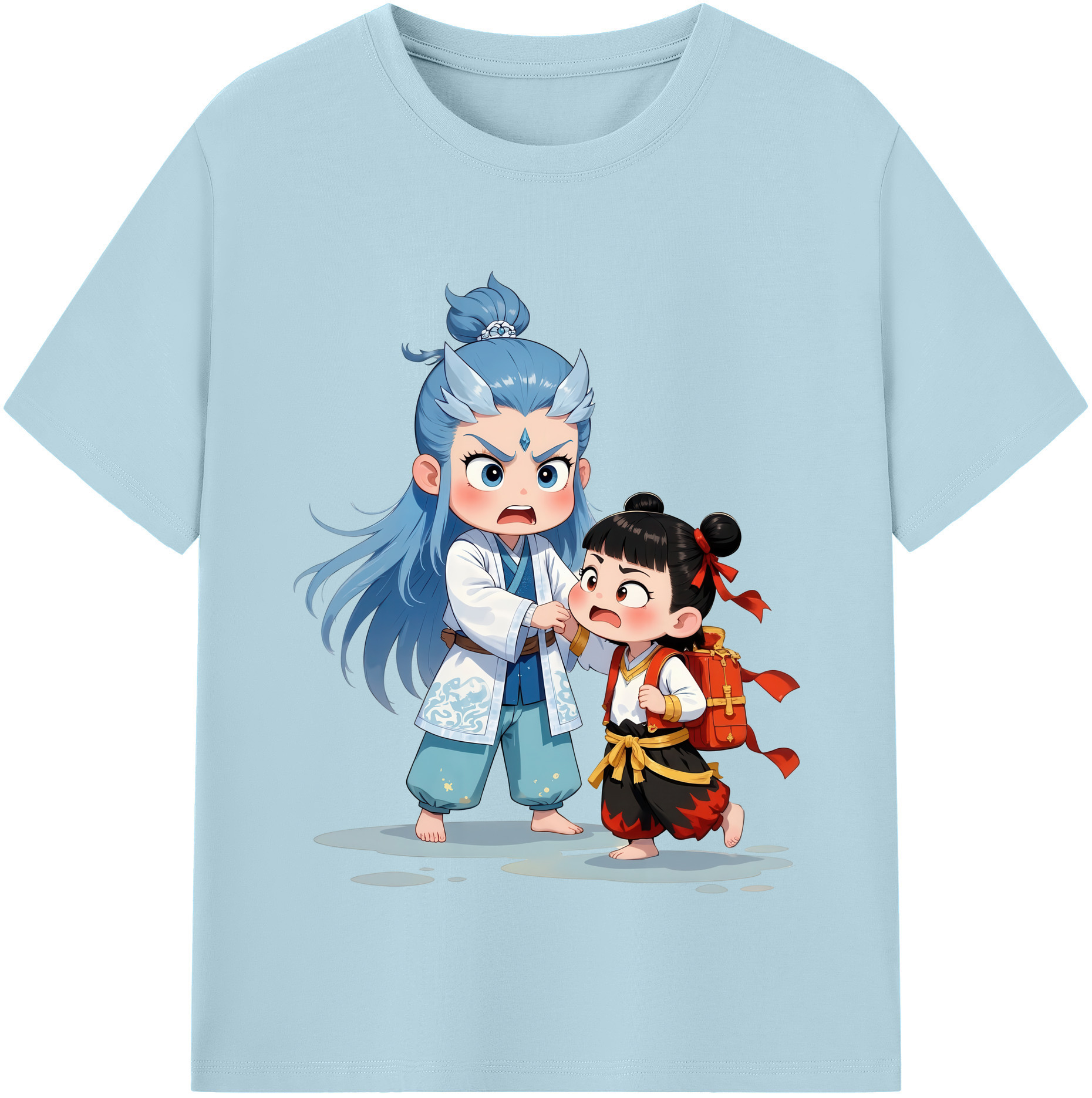 （画像用） Ne Zha 2 ナタ 魔童の大暴れ 綿100％半袖Tシャツ（フロントプリント）